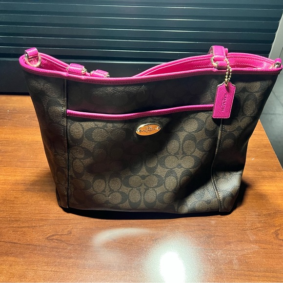 Coach Handbags - COACH Pink and Brown Tote Bag